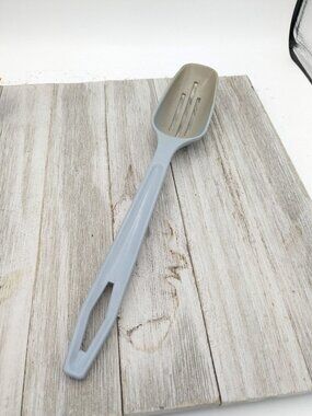 King Kraft #1 Country Blue Nylon Plastic Slotted Spoon 11" Vintage